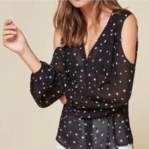 Reformation Constellation Star Black Sheer Blouse
